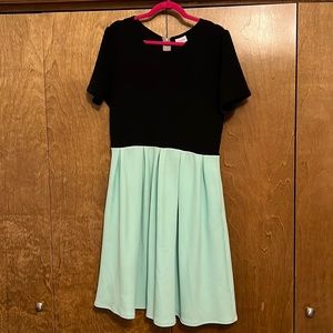 LuLaRoe Amelia Dress in Black and Tiffany Blue